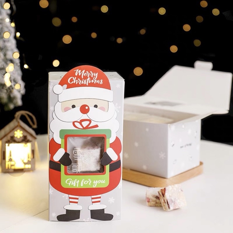 ➰dream➰聖誕老人開窗包裝盒 小盒子 糖果盒 達克瓦茲 牛軋餅乾 糖霜餅乾 曲奇餅乾 雪Q餅 手工餅乾包裝盒