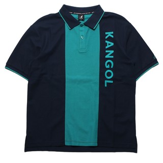 KANGOL 短袖 短T 拼接 刺繡大LOGO 藍綠 POLO衫 袋鼠 棉 男 (布魯克林) 6121130180