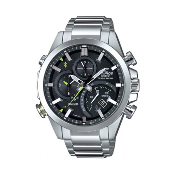 【CASIO EDIFICE】高科技藍芽連線太陽能鋼帶腕錶-銀 EQB-501D-1A