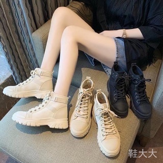 臺灣現貨短靴女帆布馬丁靴女短靴高筒休閒鞋ins潮鞋