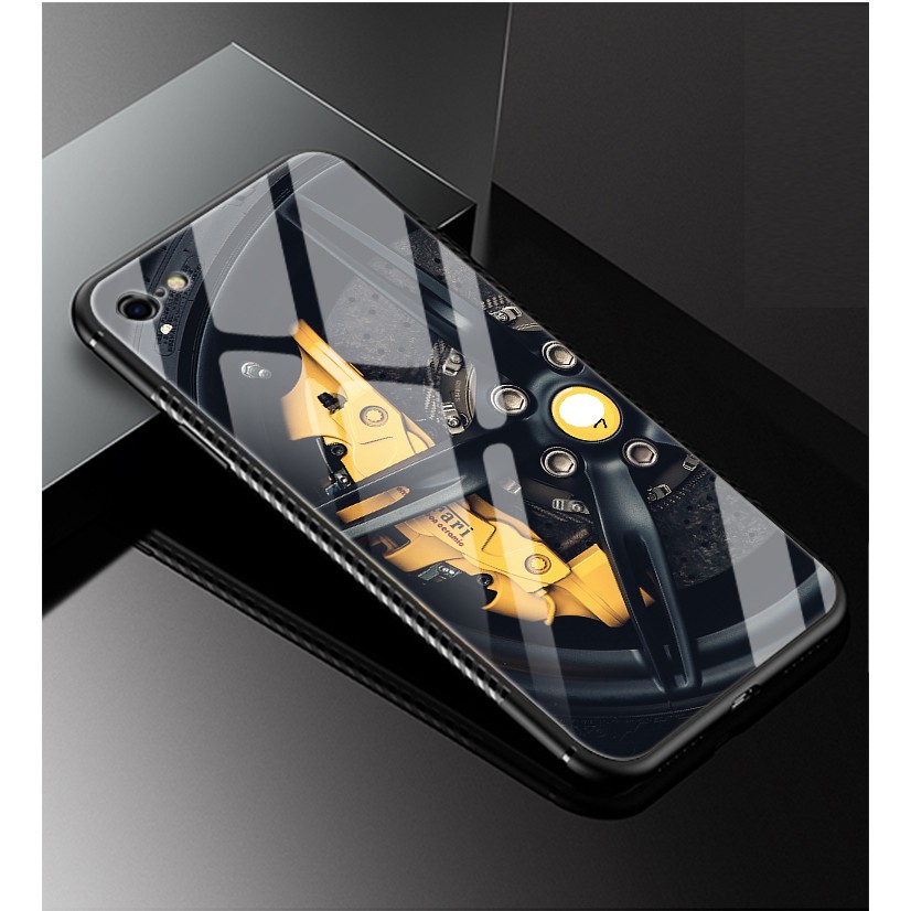 《HelloMiss》Ferrari 玻璃 手機殼 背蓋 Iphone 6 6s 7 8 X 保護殼 卡鉗 鋁圈 法拉利