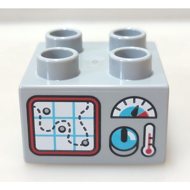 【得寶Duplo】淺灰色 衛星導航 儀錶板 操控儀 定位系統 2x2 標誌磚 印刷磚 大顆粒 積木 [正版LEGO]