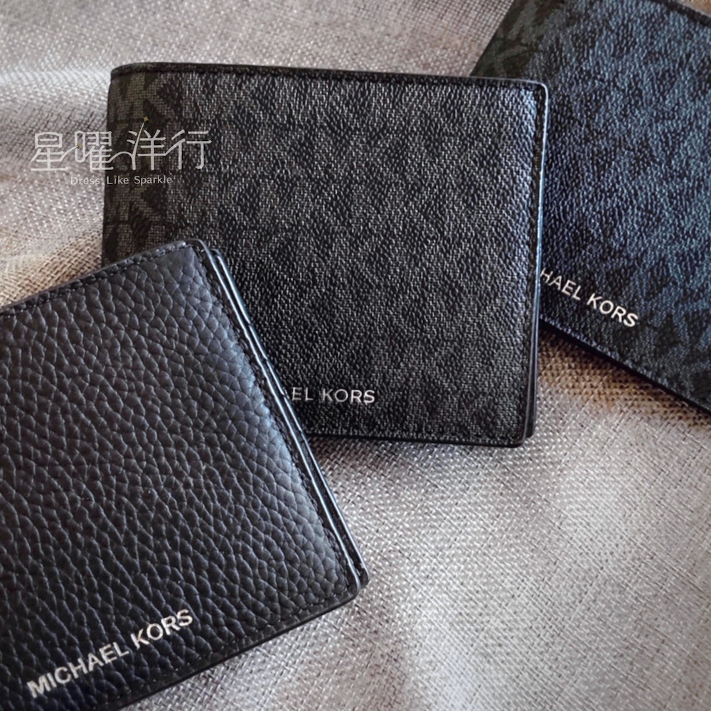 MK Michael Kors 男夾 零錢袋款/證件款 滿版logo/黑色 真皮 男夾 皮夾 短夾 送禮