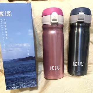 【IKUK 艾可】陶瓷保溫杯 300ml 彈蓋杯保溫瓶 藍IKPI-300BU /300PK 陶瓷保溫杯