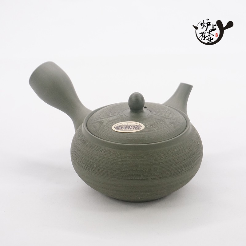 現貨 日本常滑燒春秋窯手作綠泥側把平泥網急須茶壺功夫泡茶單人壺 蝦皮購物