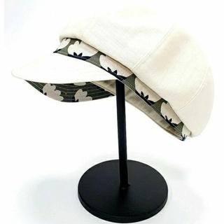 【HiGh MaLi】報童帽/日系拼布/寬帽沿/白色配木棉花 #日本布