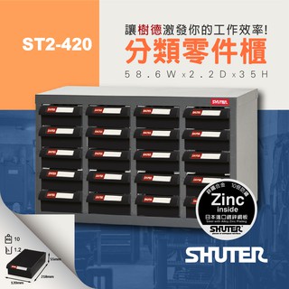 【樹德 SHUTER】零件櫃 ST2-420 20格ABS抽屜 專業 工具櫃 物料櫃 五金櫃 空間收納櫃