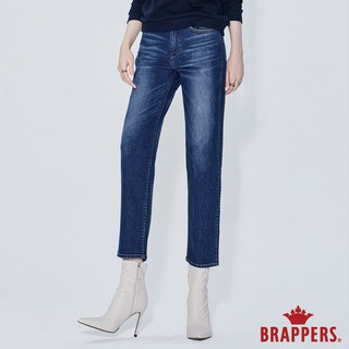 BRAPPERS 女款 Boy Friend Jeans系列-中腰彈性九分中直筒褲-深藍