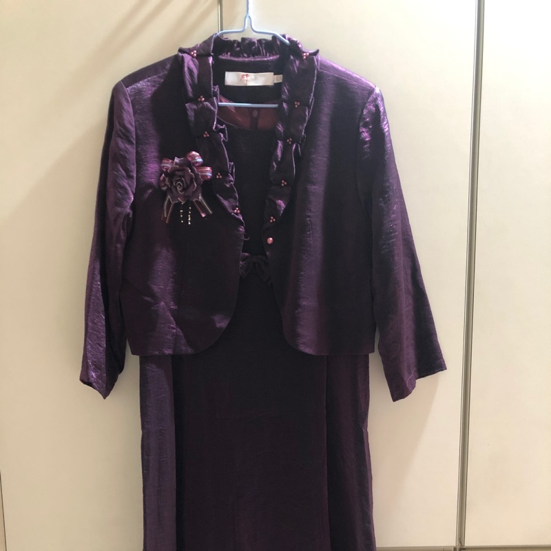 紫色兩件式洋裝 媽媽禮服