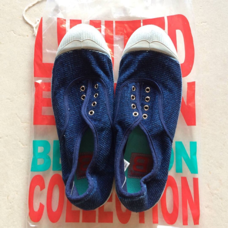 全新 法國 Bensimon Elly 限量版 帆布鞋 深藍銀 37