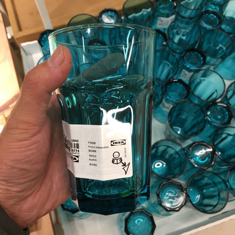 《蝦皮電子發票》超級IKEA代購-土耳其藍杯子35厘升-玻璃杯/果汁杯/水果杯/飲料杯/咖啡杯/環保杯