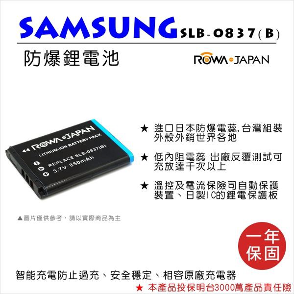 批發王@樂華 FOR 三星 SLB-8037B 相機電池 鋰電池 防爆 原廠充電器可充 保固一年