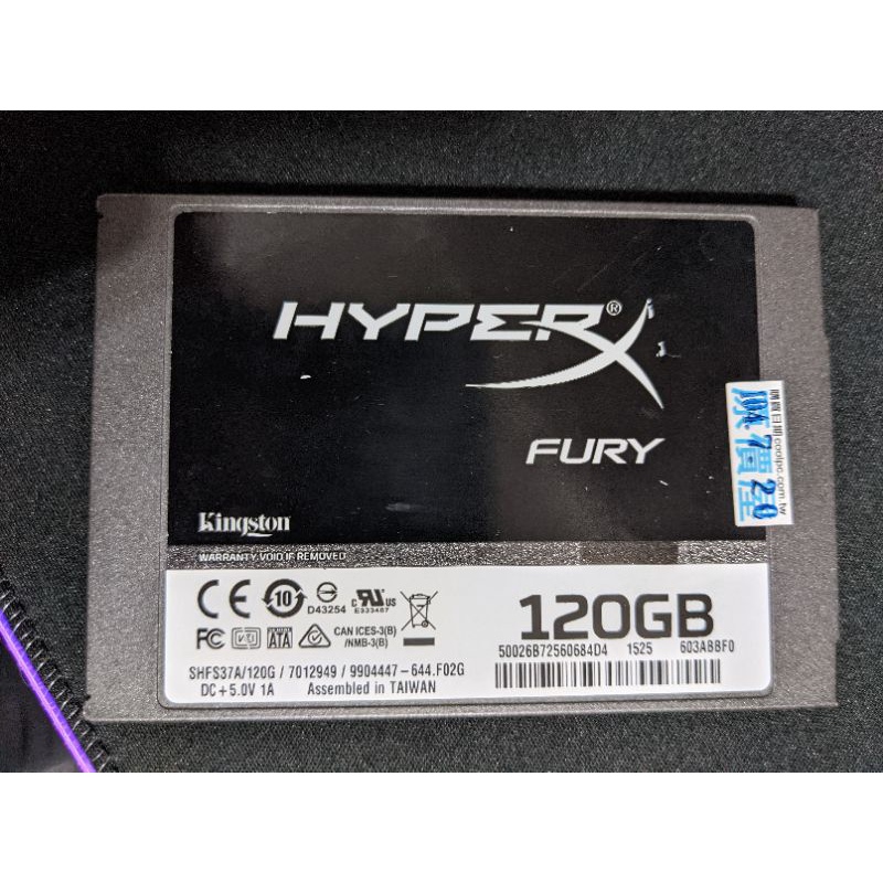 金士頓 hyper x fury 120G SSD SATA 120GB Kingston