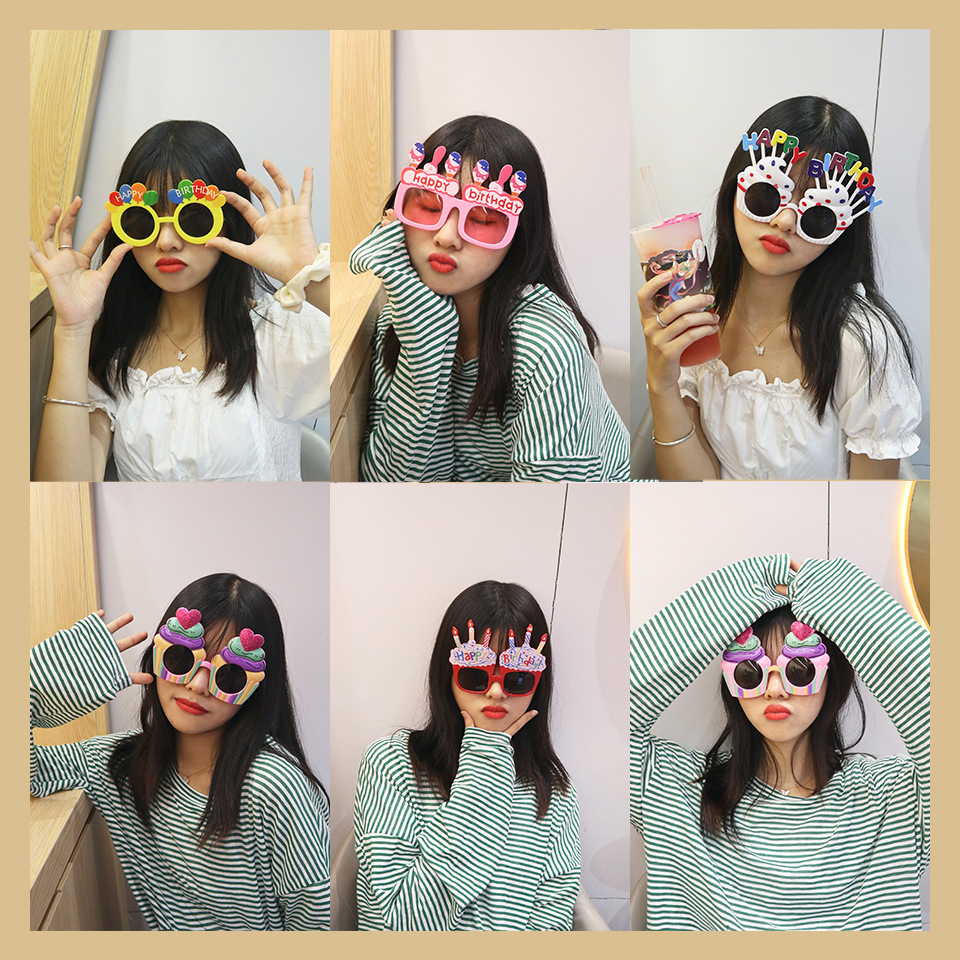 🌟[現貨超夯]新款搞怪生日眼鏡 創意個性聚會派對裝飾眼鏡 凹造型眼鏡 可愛個性拍照創意眼鏡 少女抖音眼鏡