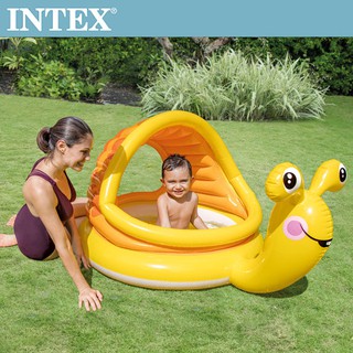 【INTEX】BABY小蝸遮陽幼兒戲水池/泳池/泡泡底 145x102x74cm(53L)適用1-3歲(57124)