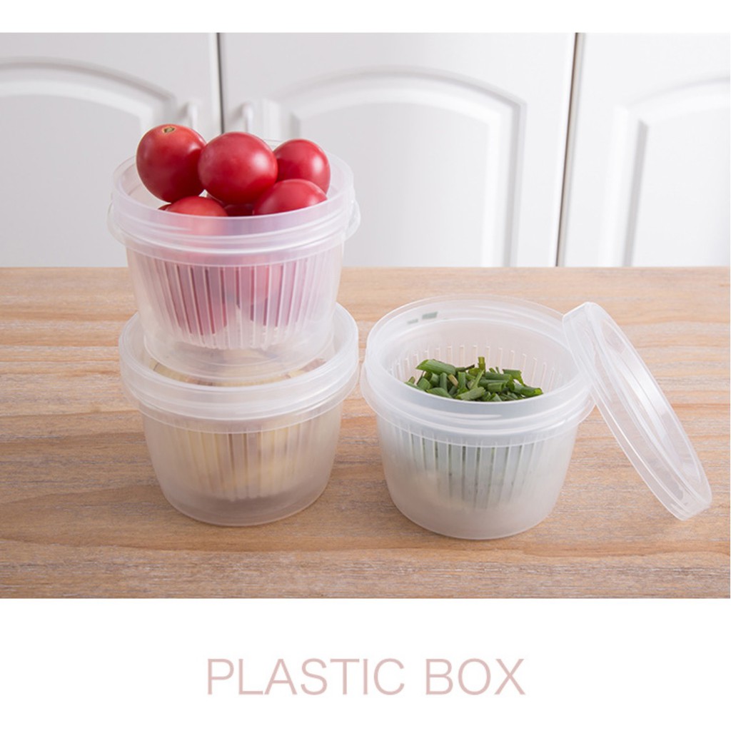 [朵蕊絲小舖]蔥花 洋蔥 沙拉 保鮮盒 瀝水 冰箱 收納 分類 密封 保鮮 密封盒 水果 蔥 薑 蒜 收納盒 廚房