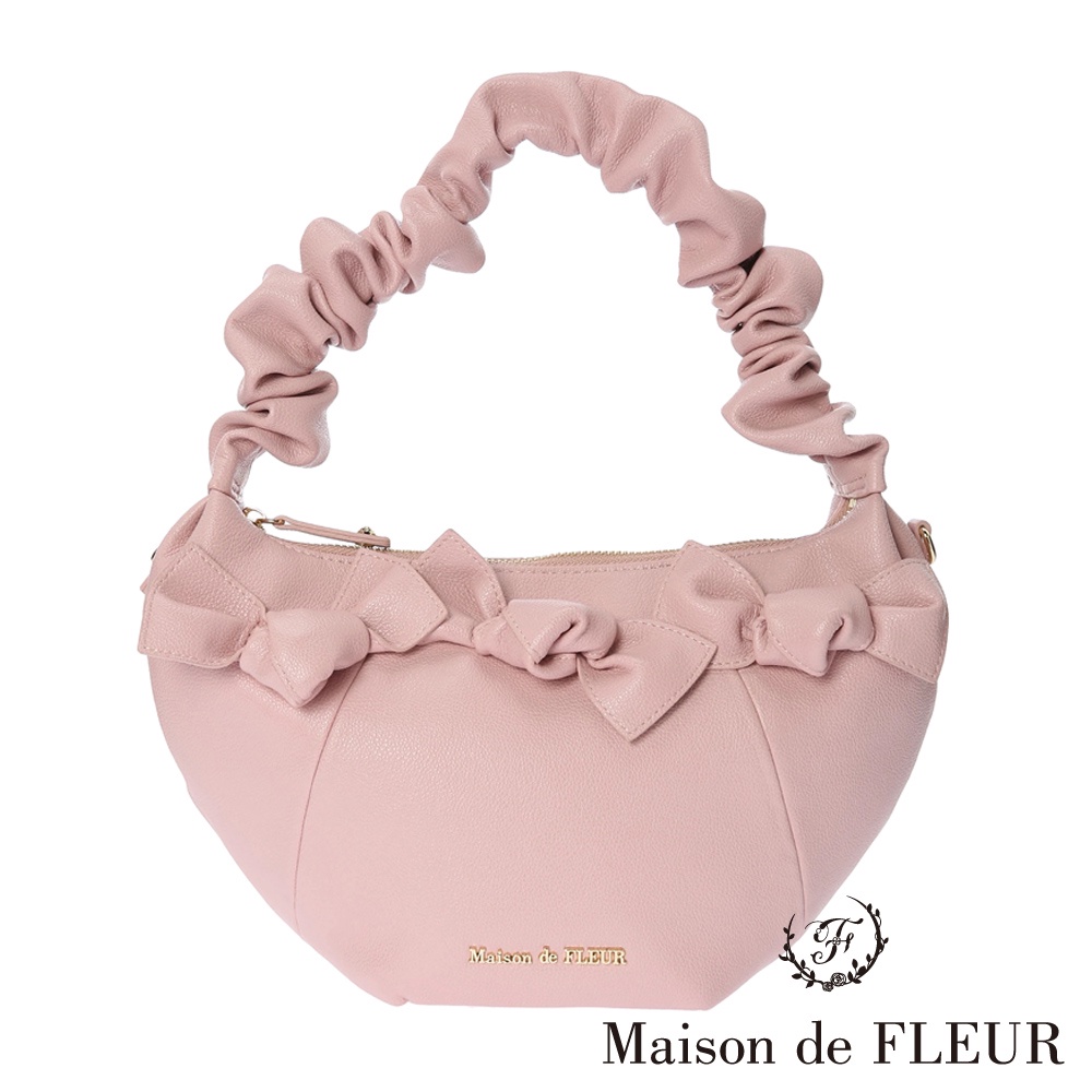 Maison de FLEUR 皺褶荷葉邊設計蝴蝶結可頌包(8A21F0J1500)