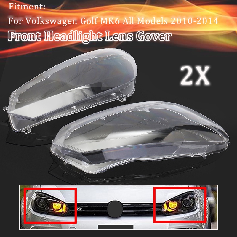 VOLKSWAGEN 2 件裝汽車透明前大燈前照燈鏡頭蓋防塵殼塑料適用於大眾大眾高爾夫 6 MK6 GTI R 2010