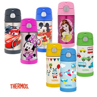 公司貨 THERMOS 膳魔師(含背帶/備用吸管)真空保冷瓶 保溫瓶 360ml米奇 米妮 麥坤 兒童水壺 吸管 學習杯