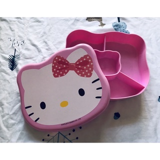 Hello Kitty臺灣製 糖果盒/餅乾盒/零食盒/塑膠盒/收納盒/置物盒/玩具盒 4分隔 粉紅色 凱蒂貓 滿版貓臉