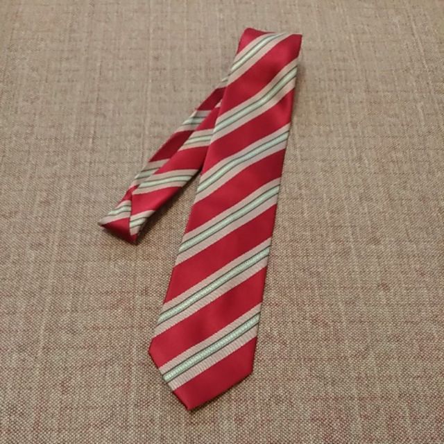 義大利 GIOVANNI BELLINI 時尚 紅色條紋 紳士領帶 條紋領帶 領帶 九成新❤ooh lala ❤