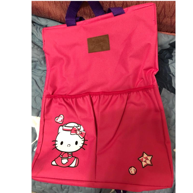 Hello Kitty粉桃喜雙口袋後背包