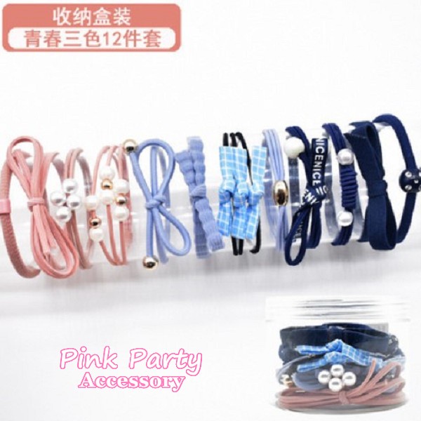 【髮飾】韓國飾品 森林系多彩 12件組髮束 髮圈 橡皮筋髮圈 PinkParty❤韓系飾品