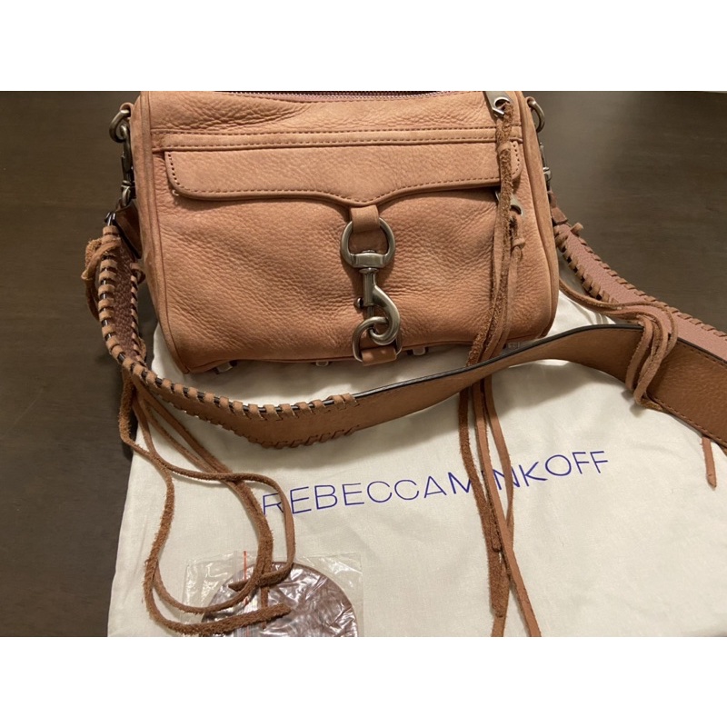 二手好物_REBECCA MINKOFF 麂皮流蘇肩背包（乾燥玫瑰粉）