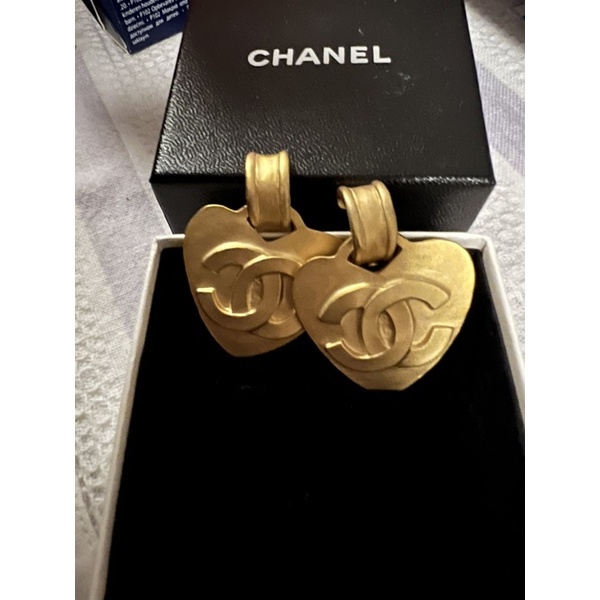 chanel vintage復古愛心夾式耳環