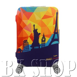 ◤BK SHOP◢ 彈力布行李套 保護套 行李箱套 防塵套(行李箱18寸～32寸適用)-環球旅行(防水款)