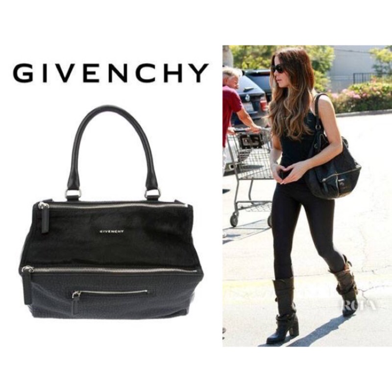 二手正品Givenchy Pandora bag medium 黑綠小牛皮肩背手提包