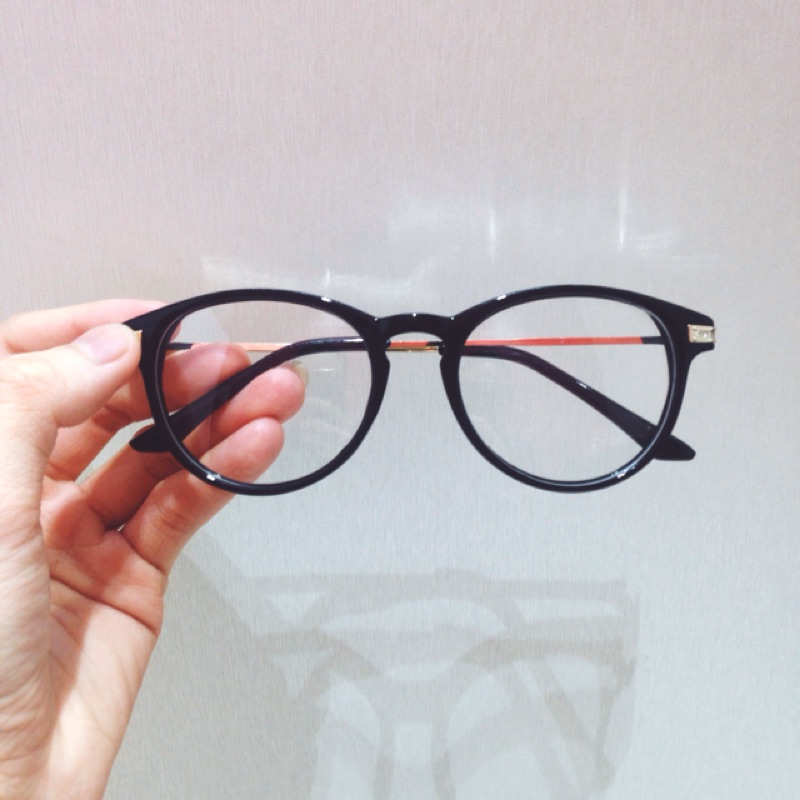黑框金屬造型文青眼鏡附眼鏡布眼鏡袋（含運）