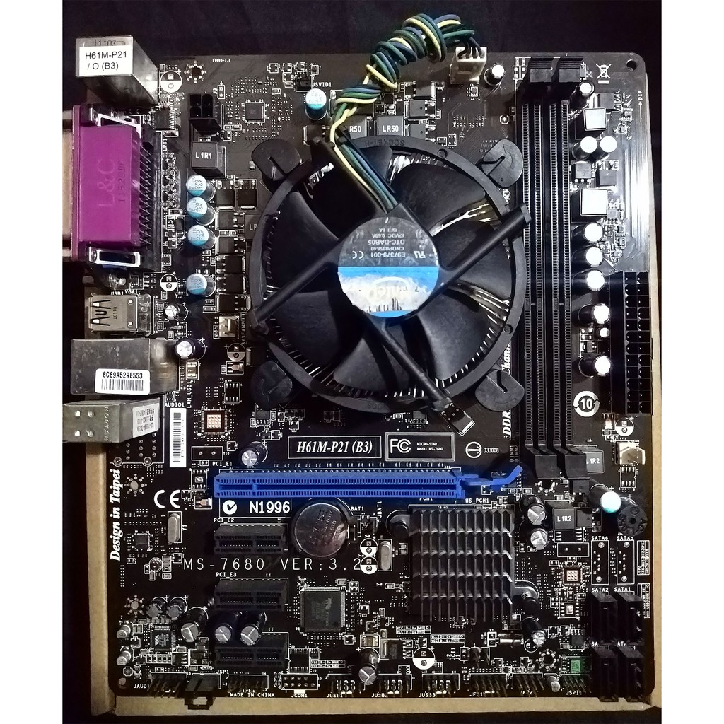Intel i3-2100 + 微星 H61M-P21 (B3) 附主機板I/O檔板+CPU風扇