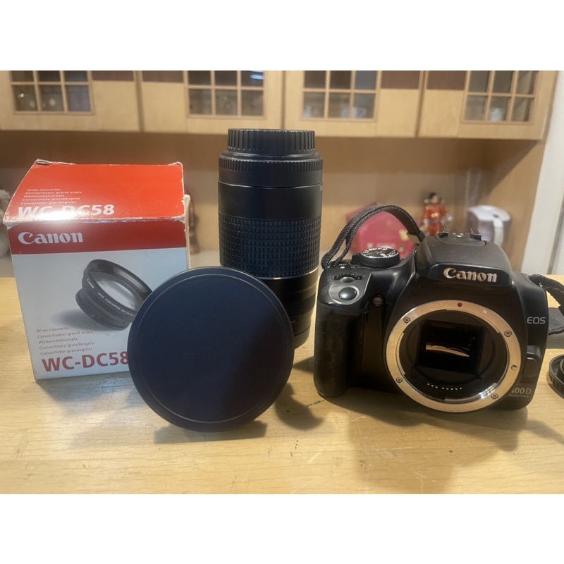 CANON EOS 400D 數位單眼相機，可加購鏡頭👉 75-300mm，18-55mm，WD-DC58 0.8x