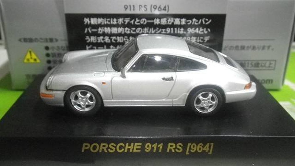 傳奇車庫-1/64 KYOSHO 京商 保時捷 PORSCHE 911 RS (964) 全新附 卡片 外盒 銀