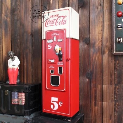 【台灣發貨】【ABS安伯家】眾所矚目！可口可樂造型販賣機復古收納櫃置物櫃子 LOFT工業風復古美式