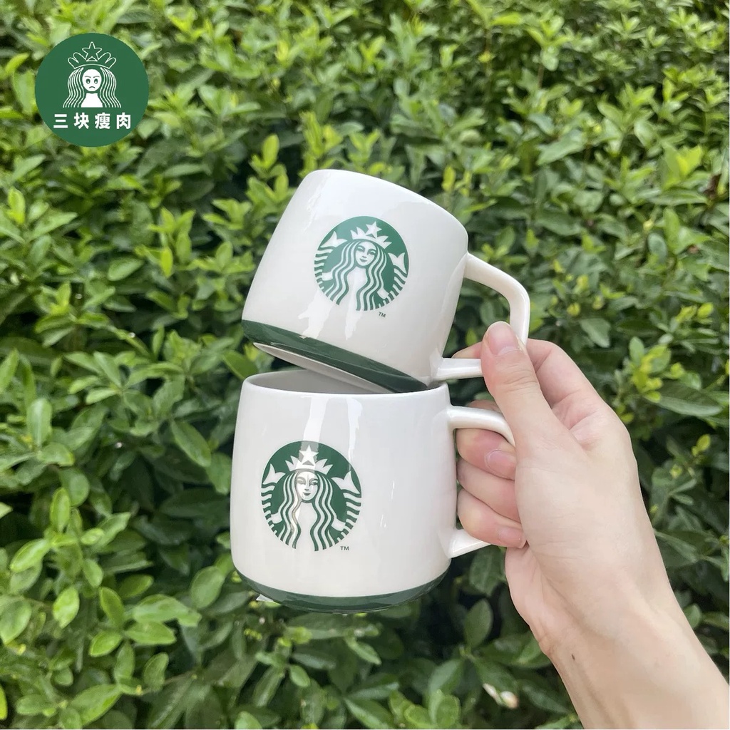 Starbucks官方正品！韓國星巴克杯子常規經典綠色女神LOGO大中小白色馬克杯果汁珍奶茶奶昔茶水咖啡杯355ml