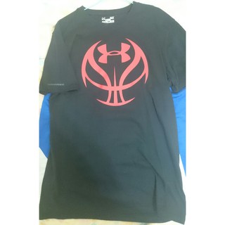 UA UNDER ARMOUR Basketball Logo 短袖T恤 黑紅 S 籃球 CURRY ROCK 巨石強森