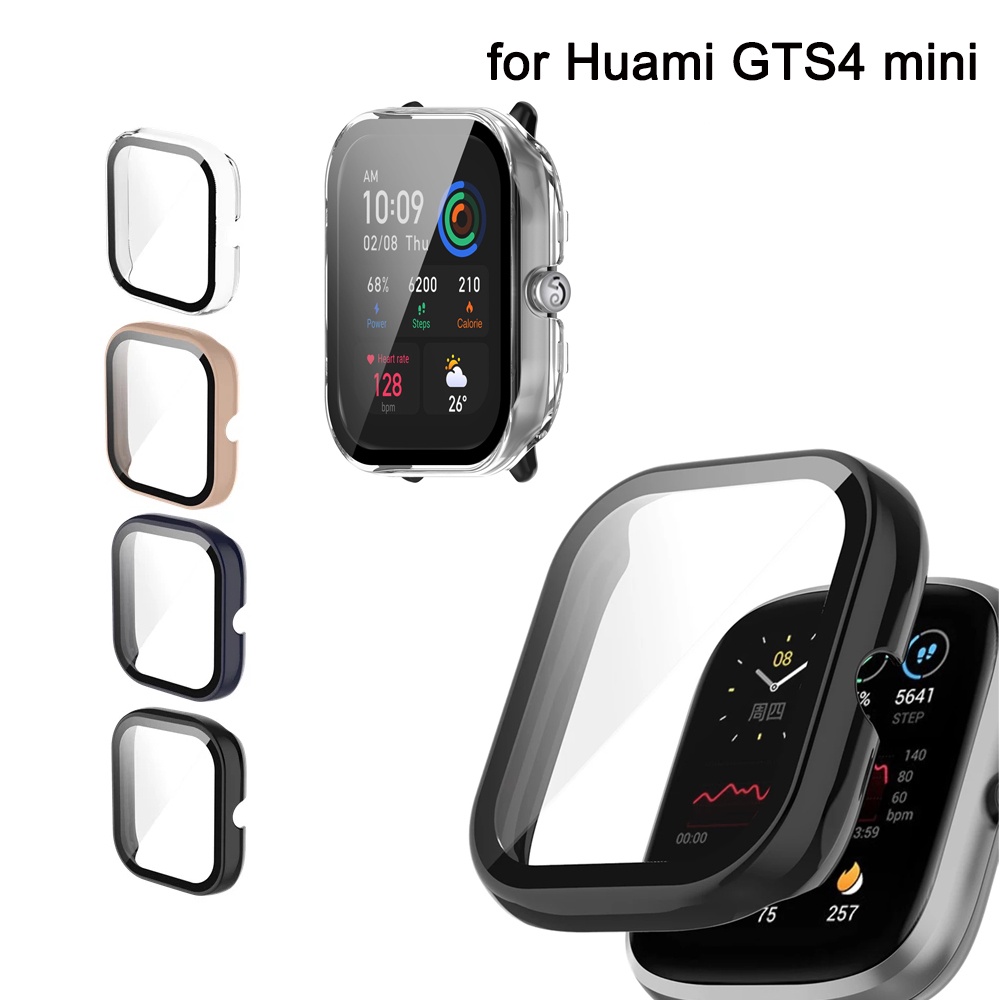 Huami Amazfit GTS4 mini GTS 4 mini 硬質 PC 框架保護殼 + 高清超薄鋼化玻璃保護膜