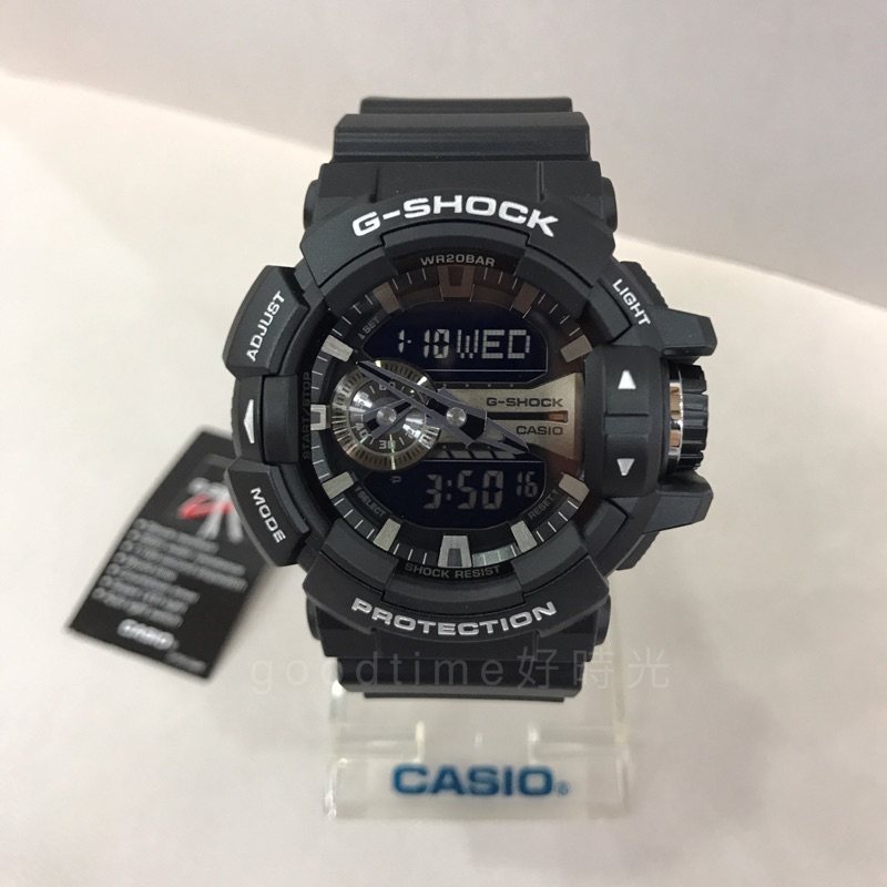 CASIO 卡西歐 G-SHOCK (GA-400GB-1A) 黑銀 搖滾金屬 雙顯運動錶