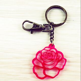 [珊朵拉雜貨]壓克力玫瑰花鑰匙圈 禮物 禮品 婚禮小物