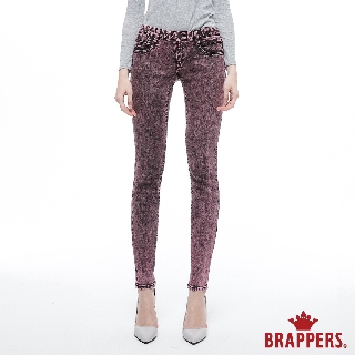 BRAPPERS 女款 新美腳 ROYAL系列-中低腰彈性霓虹單寧窄管褲-粉