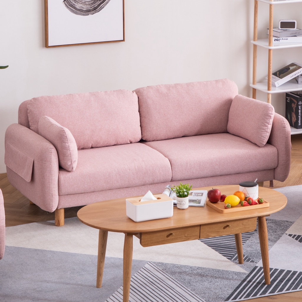 北歐風布藝沙發小戶型現代簡約客廳書房1.8米粉色雙人三人位沙發