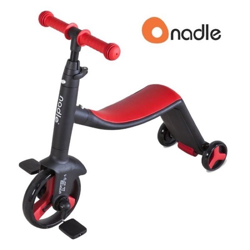 全新未拆  奧地利 NADLE 三合一多功能三輪滑步車/滑板車/三輪車(紅色)