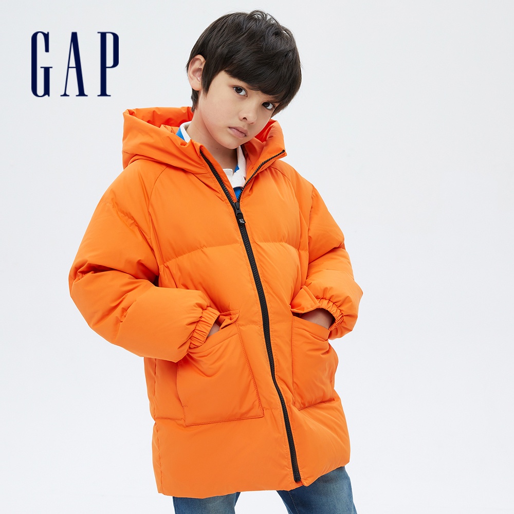 Gap 兒童裝 連帽羽絨外套-橙色(707734)
