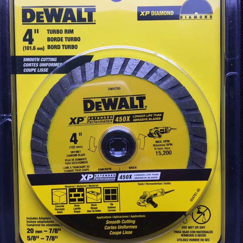 🇺🇸得偉DeWALT 4" 💎水泥、磚塊長效砂輪片(DCG412、413、414直上)