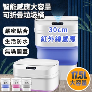 【隔日到貨免運費！大容量設計 感應開蓋】摺疊收納 摺疊垃圾桶 智慧垃圾桶 靜音垃圾桶 大容量垃圾桶 垃圾桶 防水垃圾桶