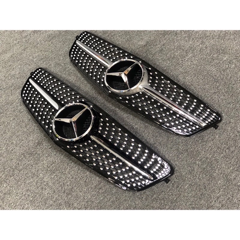 安鑫汽車精品 benz w204 s204專用 滿天星水箱罩 亮黑 亮銀版本 特價中 另有GT款可訂