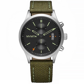 MVMT / 軍事風格 計時碼錶 日期 防水 帆布皮革手錶 黑x銀框x綠 / 28000200-D / 44mm