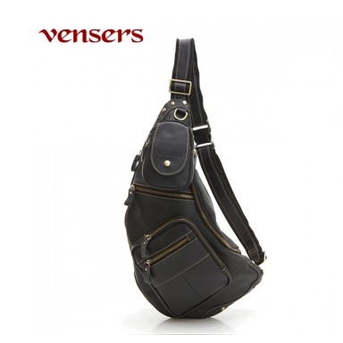 【vensers】 小牛皮潮流個性包 胸包 (N103201黑色)